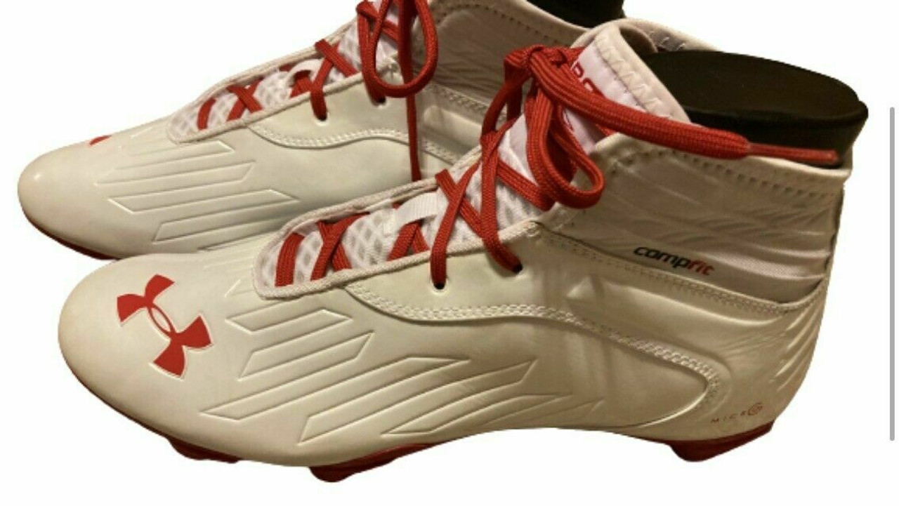 Under CompFit Mid-Top Cleats Spikes White 13.5