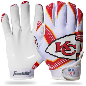 Franklin Kansas City Chiefs Kids Wide Receiver Gloves White Red Yellow Size M/L