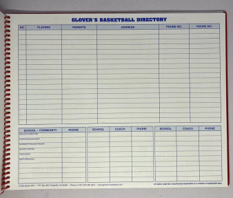 Short Form Glover's 35 Game Basketball Score Book
