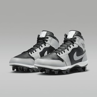 Nike Jordan 1 Mid Men's Football Cleats Black Gray Nike Jordan 1 Mid Men's Football Cleats Black Gray
