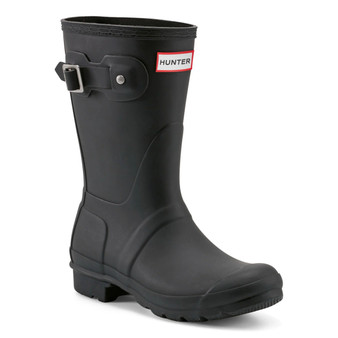 Hunter Women's Original Short O Side Buckle Boots Matte Black Size 8