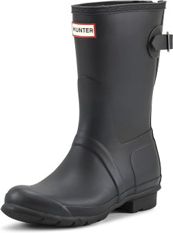 Hunter Women's Short Matte Black Rear Adjust Rain Boots Matte Black Size 10