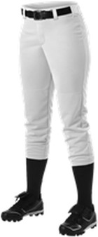 Alleson Women's Softball Pants W/Elastic Cuffs White Size Large