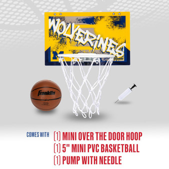 Franklin Michigan Wolverines Over the Door Basketball Hoop w/Mini Ball