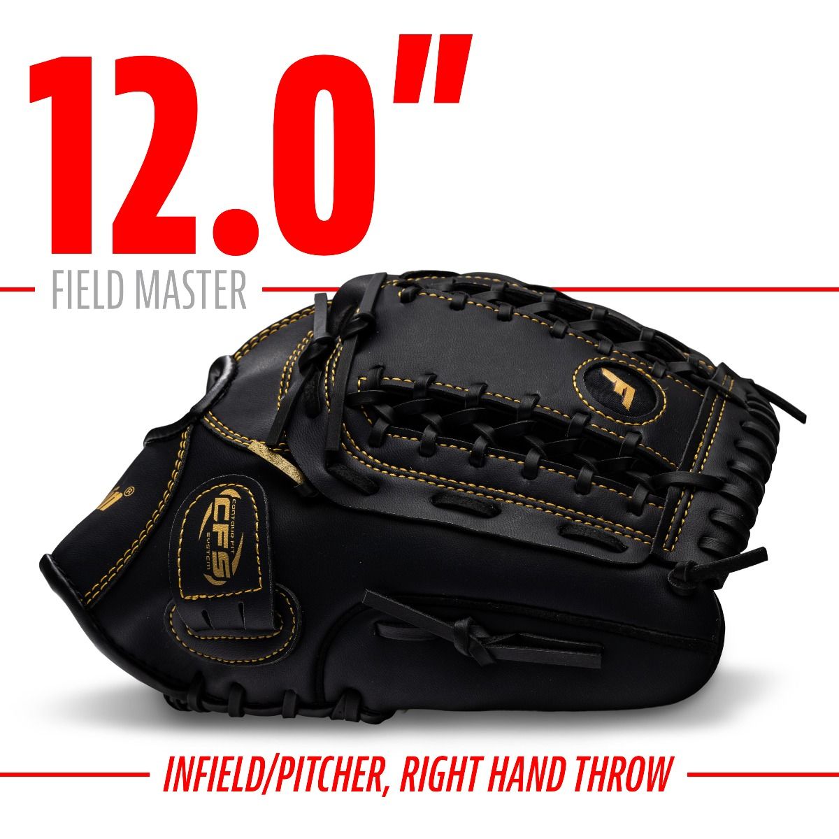 Franklin Field Master Gold Series 12" Baseball Fielding Glove Black