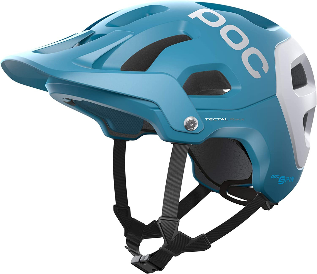 POC Tectal Race Spin Mountain Bike Helmet Basalt Blue White Matte