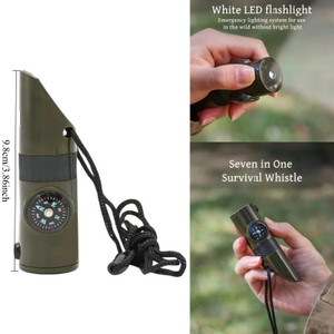Survival Whistle with Compass Thermometer LED Light Reflective Mirror Sealed Design for Outdoor Camping Hiking Emergency Gear Survival Whistle with Compass Thermometer LED Light Reflective Mirror Sealed Design for Outdoor Camping Hiking Emergency Gear