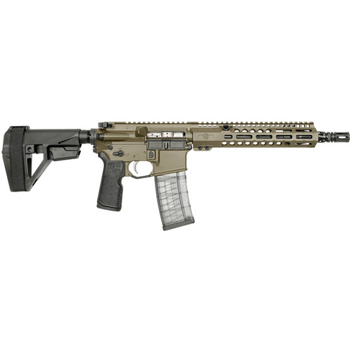Right side of an 11.5inch Criterion Core Pistol .223 Wylde Barrel, CRM HD M-LOK® MAS Grey. Product made by Midwest Industries.