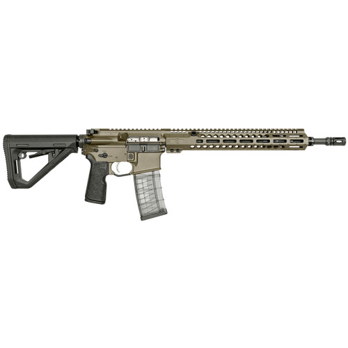 Right side of a 16inch Criterion Core Rifle .223 Wylde Barrel, CRM HD M-LOK® MAS Grey. Product made by Midwest Industries.