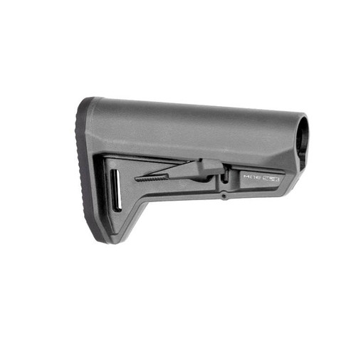 Right side of a MOE® SL-K™ Carbine Stock - Milspec in Stealth Gray. Product made by Magpul.