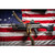 The FN-M249 M-LOK® Handguard, attached to a rifle, lying on an American flag. Product made by Midwest Industries.