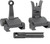 Unassembled front side of Combat Rifle Sight Set pieces. Product made by Midwest Industries.
