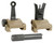 Unassembled front side of Combat Rifle Sight Set - Flat Dark Earth pieces. Product made by Midwest Industries.