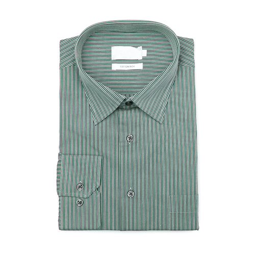 Green Striped Single Cuff Shirt