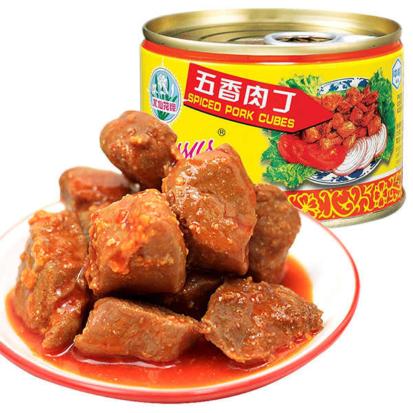 Case of 4 MaLing Sliced Pork 2pcs + Narcissus Pork Cubes 2pcs 梅林