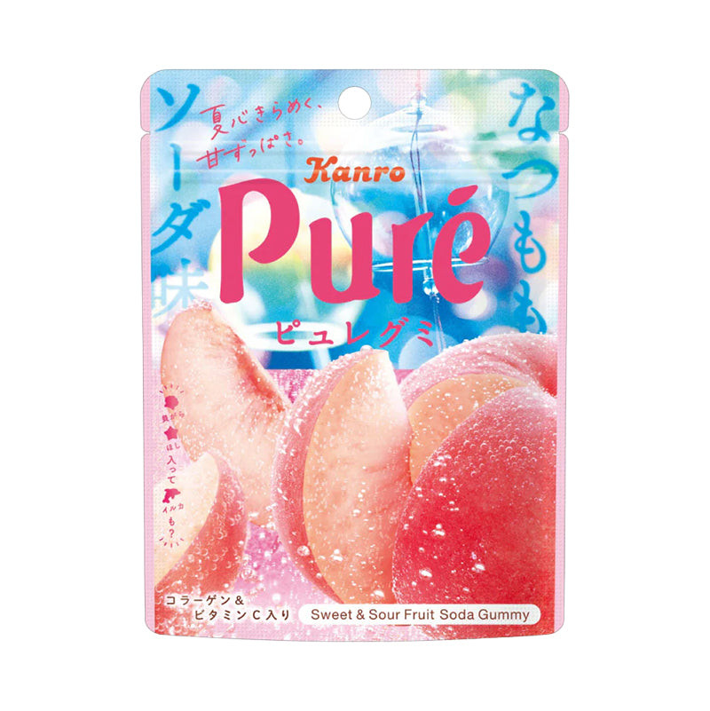 KANRO Pure Sweet & Sour Fruit Soda Gummy | 甘樂軟糖夏日桃梳打味52g