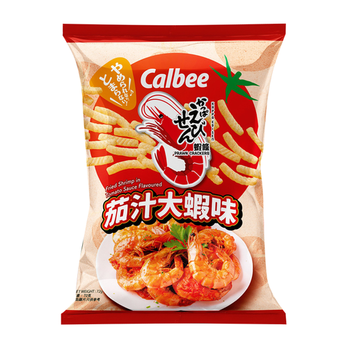 CALBEE - Prawn Crackers Fried Shrimp in Tomato Sace Flv | 卡樂B 蝦條 茄汁大蝦味 72g
