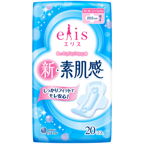 Ellis New Bare Skin Feel Pads w/ Wings | 大王製紙 新·素肌感裸膚觸感普通量~量多日用護翼衛生巾 20.5cm x 20pcs