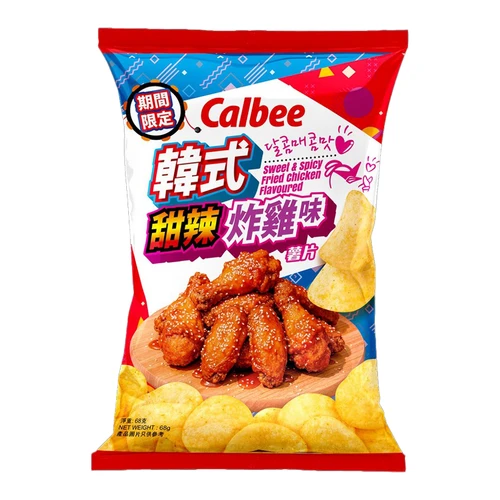 CALBEE - Potato Chips Korean Sweet & Spicy Fried Chicken Flv | 卡樂B 韓式甜辣炸鷄味薯片 68g