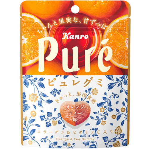 KANRO Pure Gummy Orange & Tea Flavor | 甘樂 橙茶味 鮮果心型軟糖 56G