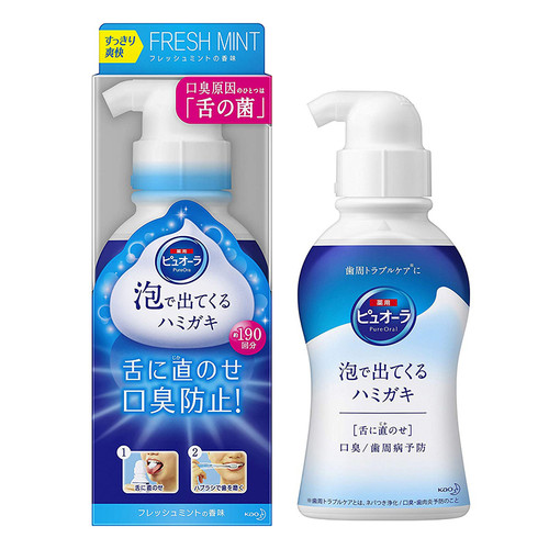  Kao PureOra Foam Toothpaste Fresh Mint 花王 藥用預防口臭牙齦炎泡沫牙膏 190ml 