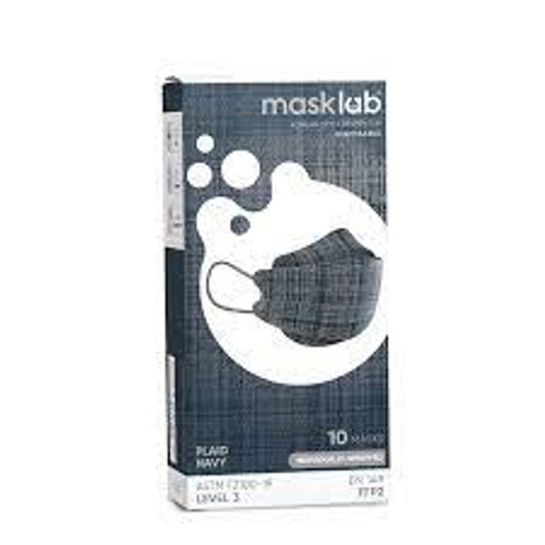 Masklab KF Mask Fall Fabric Collection Plaid Navy Adults 10Pcs 韓式 成人立體口罩 布紋系列 靛藍格子 ASTM Lv3 (10片獨立包裝/盒) Made in HK