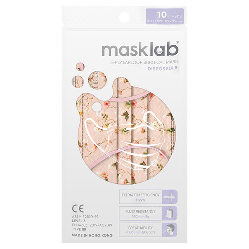 Masklab Surgical Mask Adults Sweet Stems 成人外科口罩 甜美小花 ASTM Lv3 (  10Pcs /袋 ) Made in HK