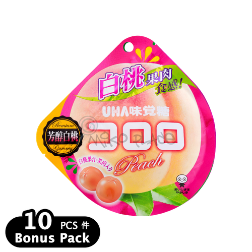 UHA Cororo Premium Fruit Juice Gummy Candy White Peach Flavor | 味覺糖- 白桃味果汁軟糖 40g【Bundle Pack 10pkts】