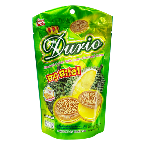 DURIO Sandwich Cookie w/ Cream Durian Flavor 泰國 榴槤夾心餅 70g[Best Before May 9, 2024]