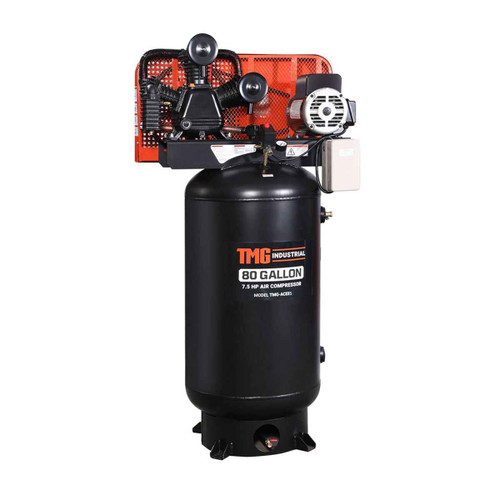 80 Gal 7.5 HP Stationary Electric Air Compressor, 230V 175 PSI, Vertical Tank TMG Industrial