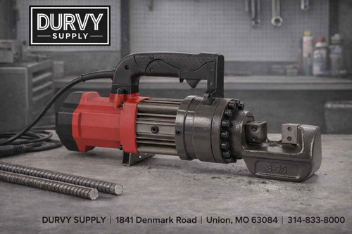 Electric Rebar Cutter — 1050W, 3/4" (#6) Capacity. 3.5s Cut Time, Model 22PH005163 Durvy Supply