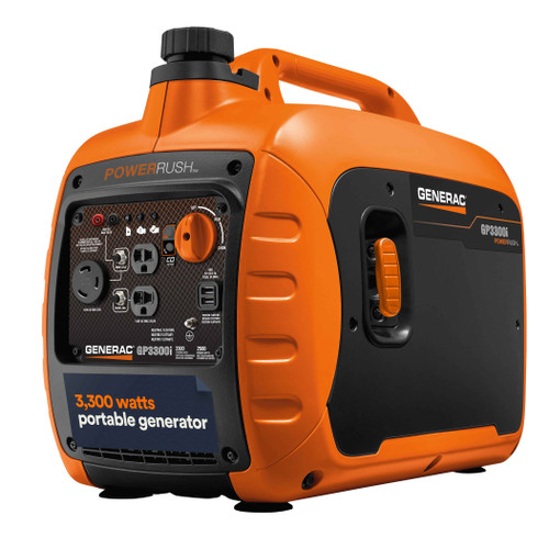 3300W Portable Inverter Generator - Quiet Gas Powered 20A. 60lbs. Generac
