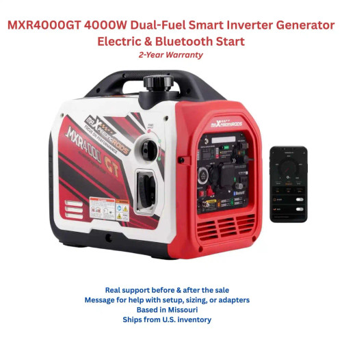 MXR4000GT 4000W Dual-Fuel Smart Inverter Generator for RVs – Electric & Bluetooth Start MXR (MaXpeedingRods)