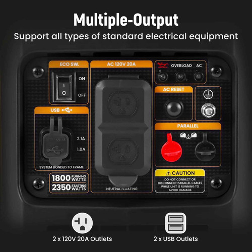 Maxpeedingrods Ultralight 2350W Portable Generator with Gasoline Inverter, Quiet Home RV Power Supply MXR (MaXpeedingRods)