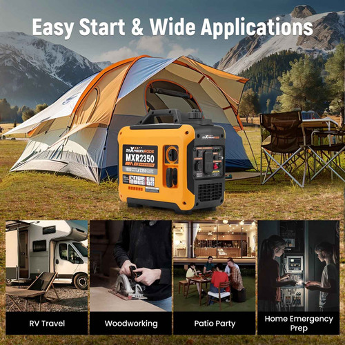 Maxpeedingrods Ultralight 2350W Portable Generator with Gasoline Inverter, Quiet Home RV Power Supply MXR (MaXpeedingRods)
