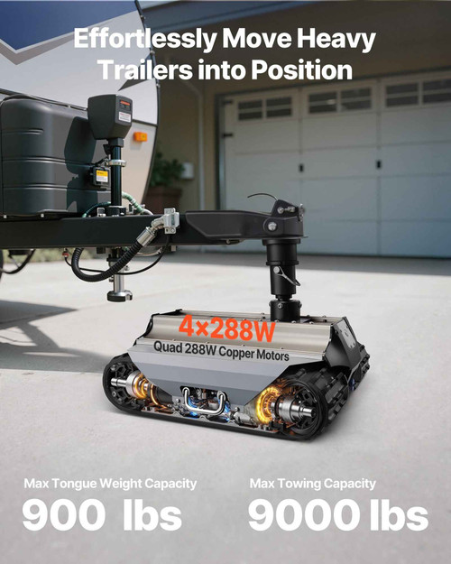 Electric Trailer Mover, 9000 lbs Max Towing Capacity, Remote-Controlled Trailer Mover with 328 ft Wireless Range, Motorised Camper Trolley Kit Fits for Camper RV Caravan Boat Trailer Jack Vevor