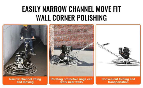 Power Trowel, 46' Walk-Behind Cement Trowel with Float Pan, 14HP Gas-Powered Smooth Concrete Surface Finisher, Heavy Duty Commercial Screed Concrete Cement with Finishing Blade Durvy Supply