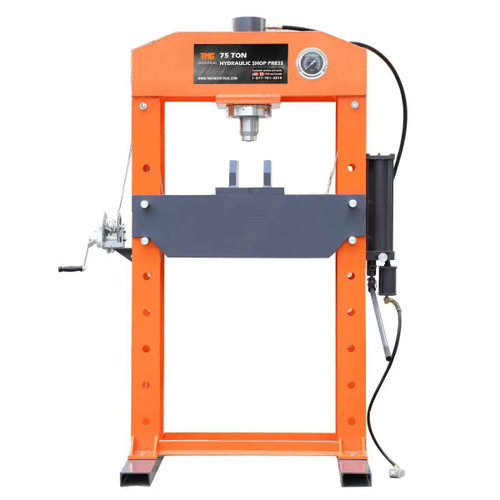 75 Ton Capacity Hydraulic Shop Press, Heavy Duty Pressing, Fully Welded H-Frame, Air & Manual Dual Operation, TMG-SP75 TMG Industrial