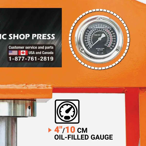 75 Ton Capacity Hydraulic Shop Press, Heavy Duty Pressing, Fully Welded H-Frame, Air & Manual Dual Operation, TMG-SP75 TMG Industrial