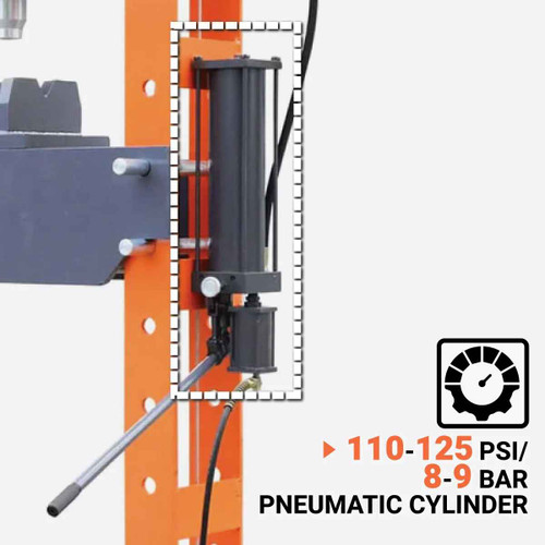 75 Ton Capacity Hydraulic Shop Press, Heavy Duty Pressing, Fully Welded H-Frame, Air & Manual Dual Operation, TMG-SP75 TMG Industrial