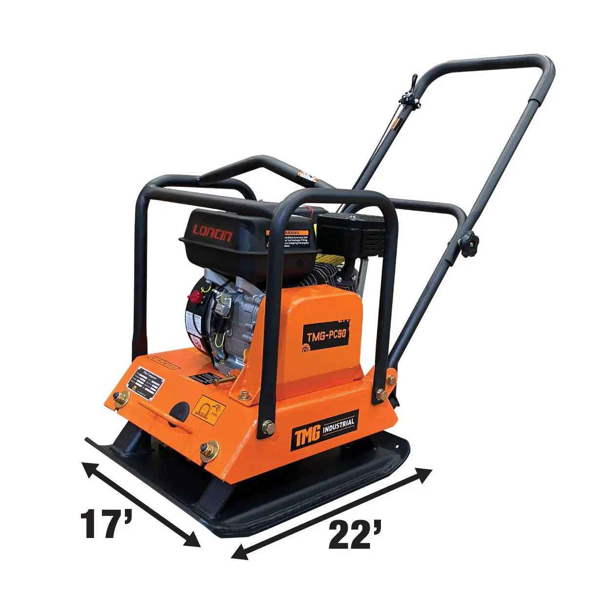 Vibratory Plate Compactor, 3400 lb Compact Capacity, 6.5 HP Engine, TMG-PC90 TMG Industrial