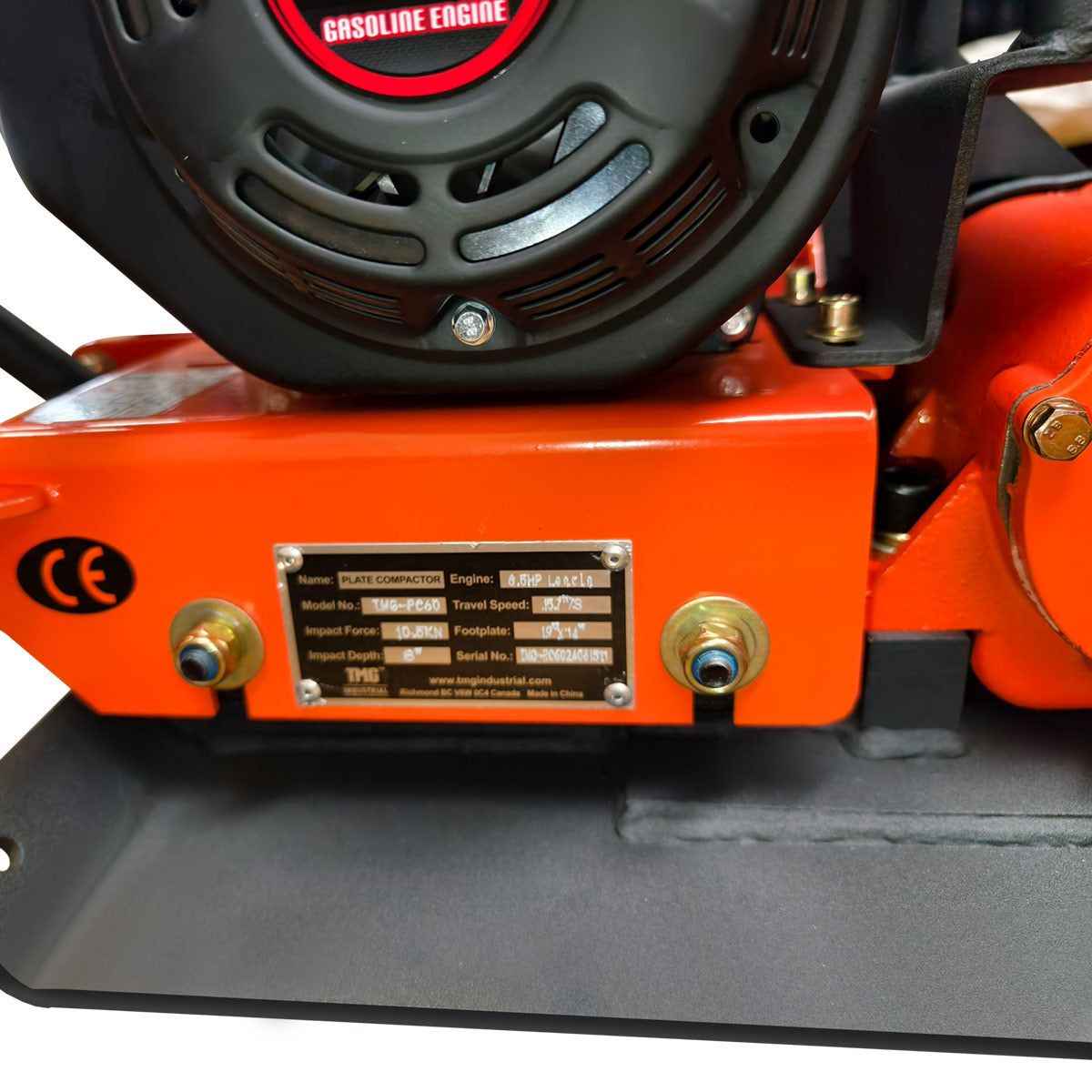 2380 Lbs Heavy-Duty Plate Compactor, 6.5 HP G200F Engine, 8" Compaction Depth, TMG-PC60 TMG Industrial