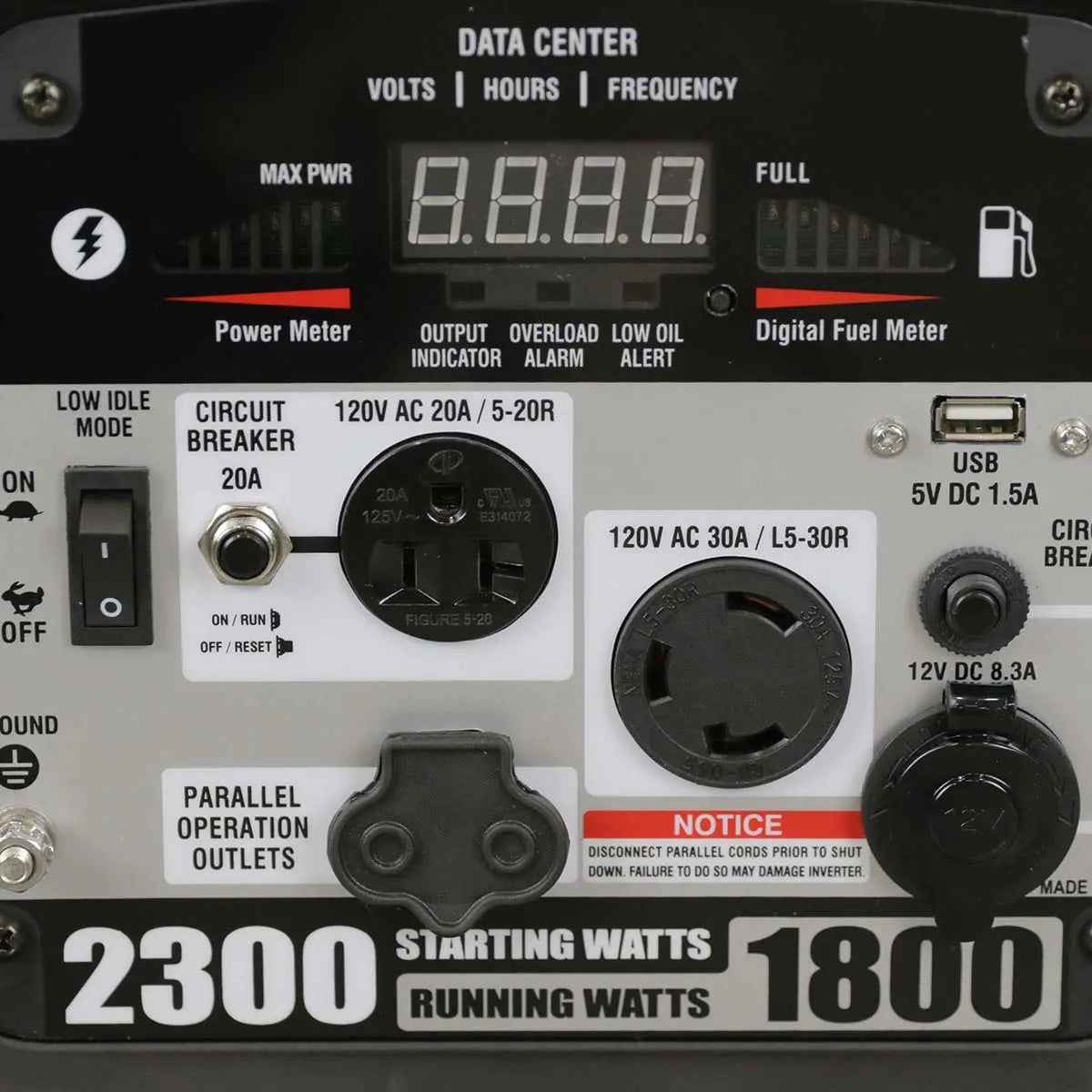 2300 Watt Digital Inverter Gasoline Generator, 79 cc OHV Engine, 6.5 Hour Run Time, 120/240 VAC, Telescopic Pull Handle, Parallel Cable Kit, TMG-2300GI TMG Industrial