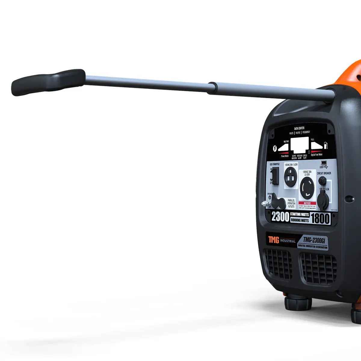 2300 Watt Digital Inverter Gasoline Generator, 79 cc OHV Engine, 6.5 Hour Run Time, 120/240 VAC, Telescopic Pull Handle, Parallel Cable Kit, TMG-2300GI TMG Industrial