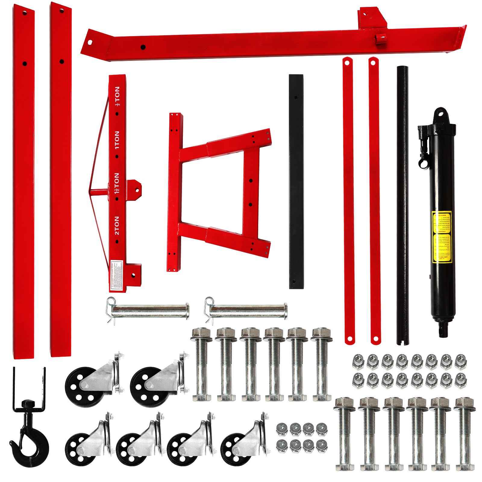 Engine Hoist 2 Ton 4400 lb Folding Cherry Picker Engine Shop Crane Heavy Duty Hydraulic Tilting Engine Lift with 6 Iron Caster Wheels Telescopic Boom Hitch Durvy Supply