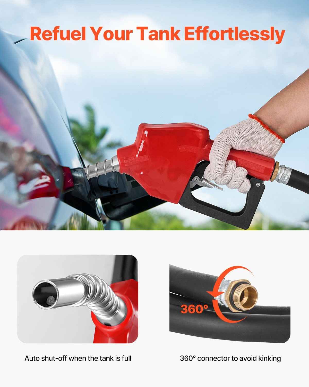 Portable Diesel Tank, 128 Gallon Capacity & 10 GPM Flow Rate, Gas Fuel Tank with 12V Electric Transfer Pump and 13.1ft Rubber Hose, PE Diesel Transfer Tanks for Easy Fuel Transportation, Black Vevor