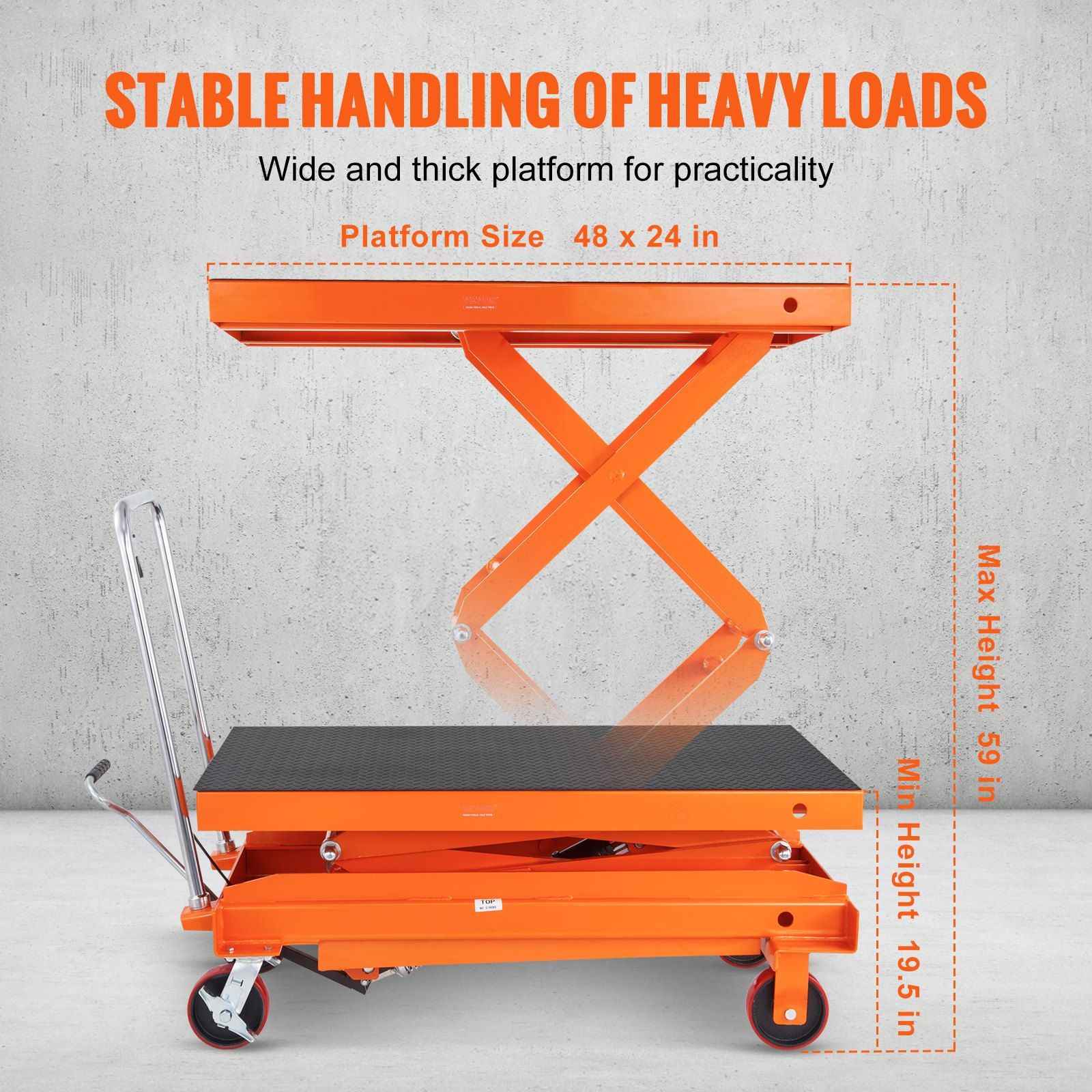 VEVOR Hydraulic Lift Table Cart – 1760 lb Double Scissor Vevor