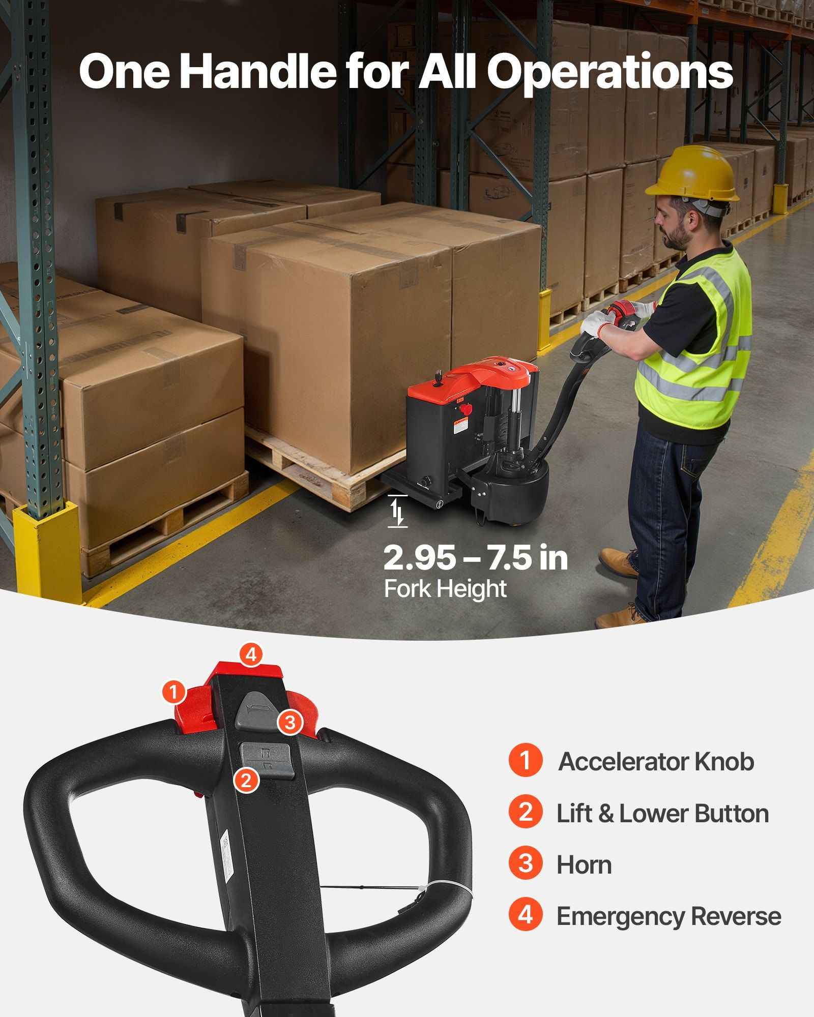 VEVOR Electric Pallet Jack 4400 lb Lithium Powered Vevor