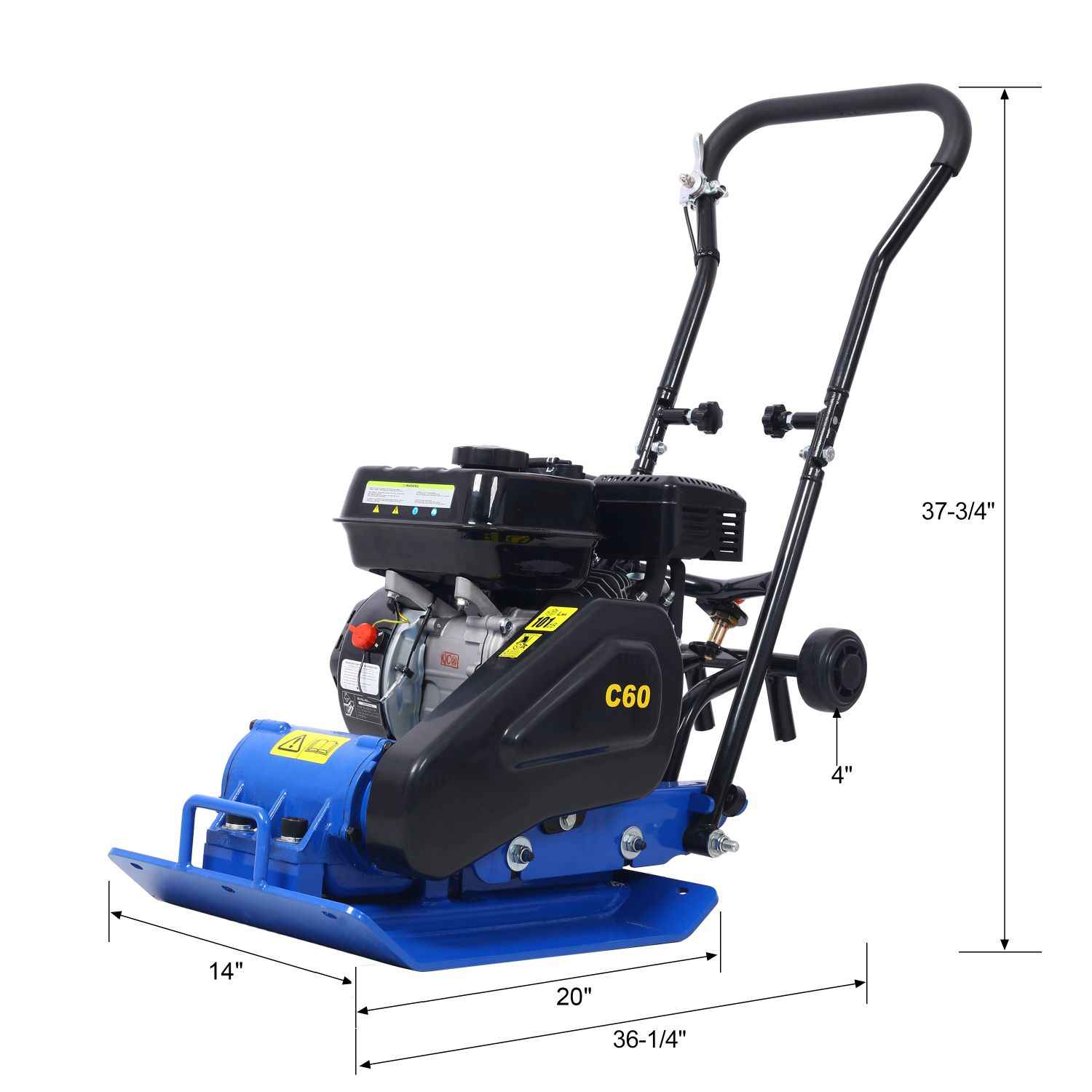 Gas Plate Compactor (212cc 6.5HP, 2700 lb Force, 5600 VPM, 20" x 14", 12" Depth) Durvy Supply