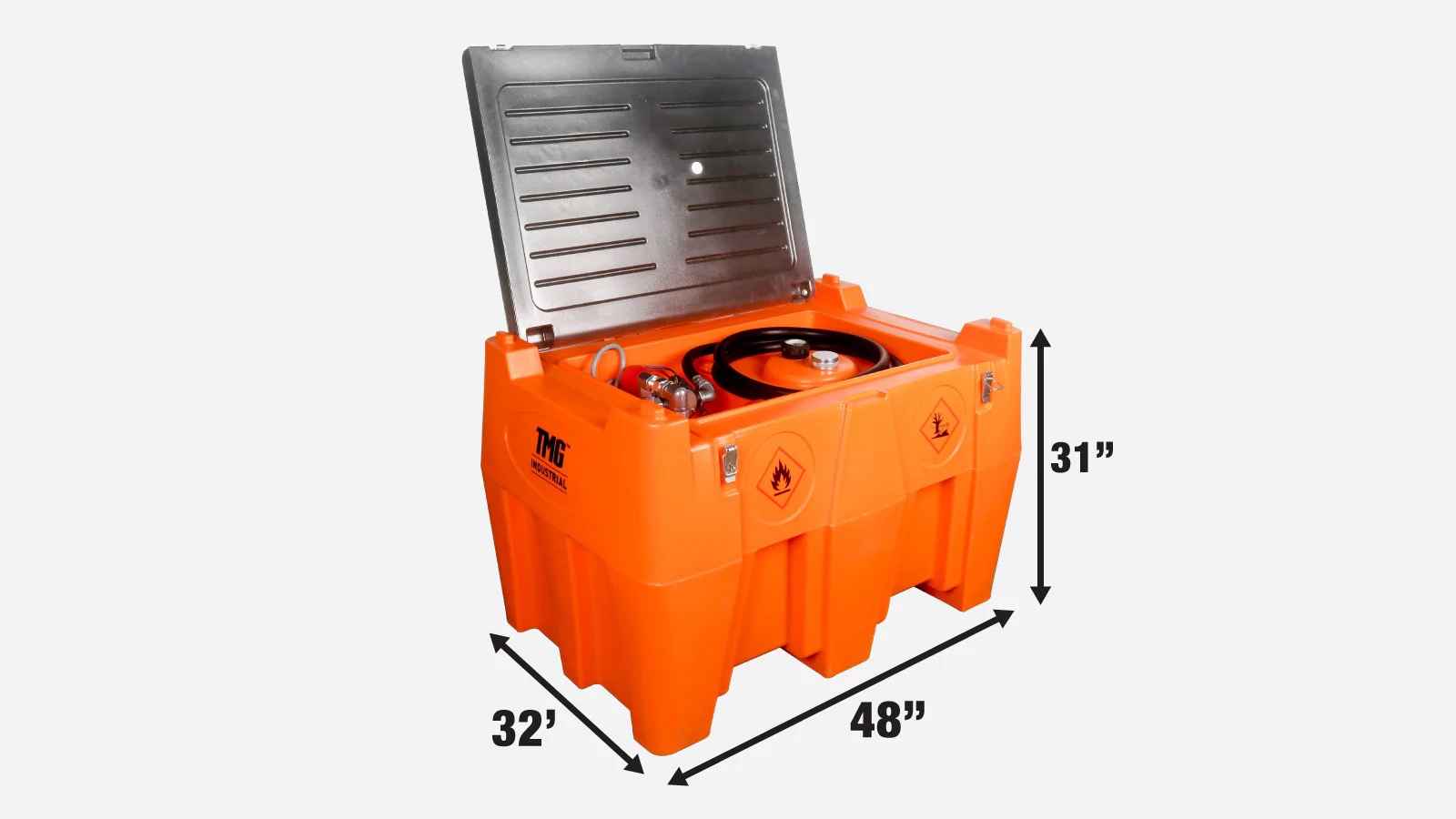 TMG Industrial TMG-DFT116 — 116 Gallon Diesel Poly Fuel Tank w/ 15 GPM Pump (Lockable Lid) TMG Industrial